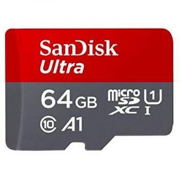SanDisk Ultra (microSDXC, 64 GB, U1, UHS-I), Speicherkarte, Grau, Rot