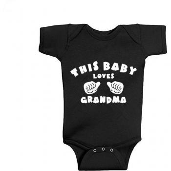 Body de algodón negro con mensaje A este bebé le encanta la abuela, ropa para bebés 0-18 meses