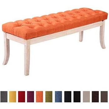 Sitzbank „Ramses“ CLP – 120 cm Länge, 46 cm Sitzhöhe, orange Stoffbezug, antik