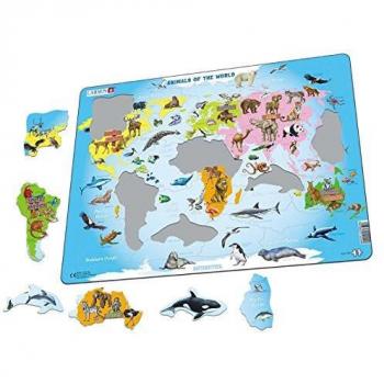 Larsen A34 Animaux du Monde, édition Néerlandais, Puzzle Cadre avec de 28 pièces