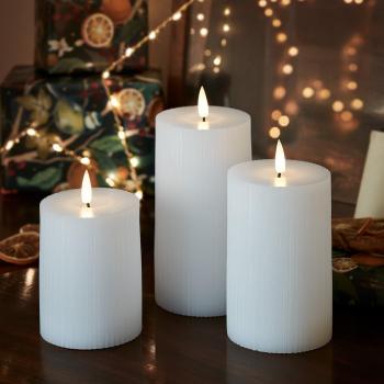 Classic White LED Pillar Collection – 3 Unit Remote Control