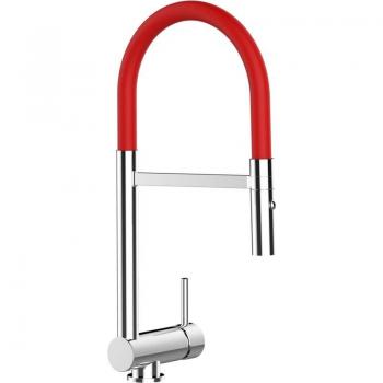 Grifo de cocina monomando con caño flexible y ducha dual