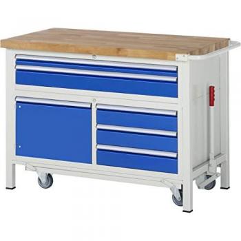 Établi série 8922, ajustable, 5 tiroirs, 1 étagère avec porte, B 1250 x T 700 x H 880 mm