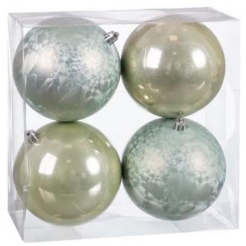 Bolas de Adorno Navideño Verde Plástico 10 x 10 x 10 cm (4 Unidades)