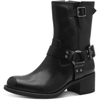 MARCO TOZZI Bikerboots BROTI Damen Stiefelette mit Blockabsatz, Schnallen und glänzenden Nieten