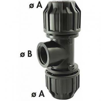 Raccord Compression Té 90° avec Dérivation Ø A: 63mm Ø B: 2''1/2