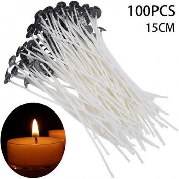 Noyaux Coton 9/15/20 cm – Mèches Cire Sans Fumée (100 Unités)