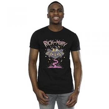 Heren t-shirt met Rick and Morty roze ruimteschip