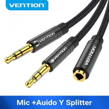 Vention Splitter Căști 3.5mm Femeie la 2 Masculi 3.5mm Mic Y Splitter Căști la PC Adaptor 1m