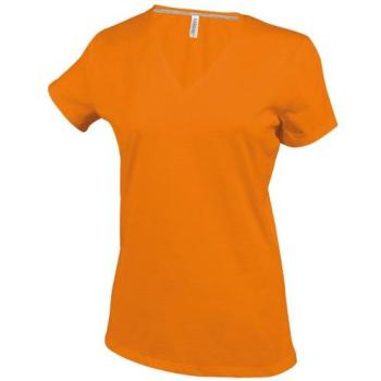Large Orange Feminine Fit V Neck Shirt by Kariban – Short Sleeve
