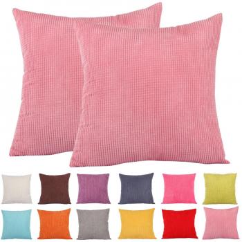 Comoco Solid Color Small Corn Striped Corduroy Decorative Cushion Cover (Yellow, 60x60cm)