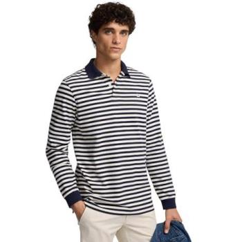 Polo de Hombre Silbon Azul Marino a Rayas Mil en Manga Larga