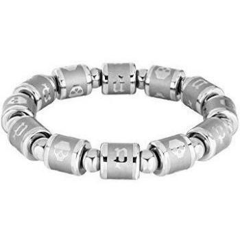 Police Bracelet Men Steel Metal Bracelet with Skull Charm Gray male Sizes: ONE SIZE