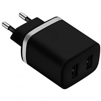 Chargeur Secteur Double USB‑A 2.4 A Charge Rapide Compact Akashi Noir