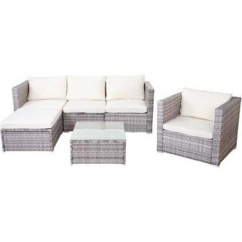 MCW Poly-Rattan Sitzgruppe Busto, elegantes Lounge-Set