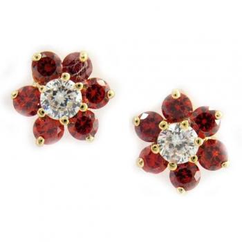 Bague Or Rouge – Boucles « Fleurs de Cristal » – Référence L7475
