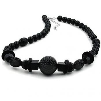 Kette Wabenperle und Würfel 21mm Kunststoff schwarz glänzend 50cm