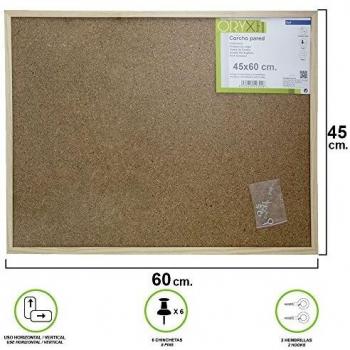 Corcho pared 45x60 cm. marco madera con 6 chinchetas
