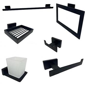 Set bagno moderno 6 pezzi in acciaio e vetro