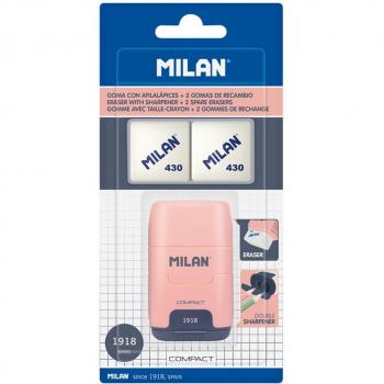 Milan Temperamatite e Set di Gomme Afilaborra Serie Compatta 1918 Doppio Rosa
