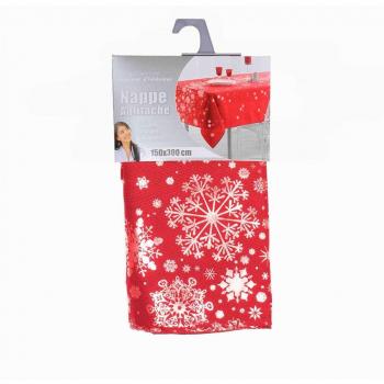 Nappe imprimée polyester rouge constellation argenté 150 x 300 cm
