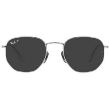 Ray-Ban Men's Hexagonal Polarized Sunglasses Size 54 Silver