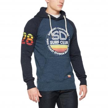 Superdry SD Surf Club Raglan, Sweat à Capuche Homme, Bleu