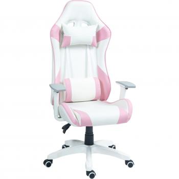 HOMCOM Gaming Stuhl mit ergonomischem Design, Lendenkissen, Kopfkissen, höhenverstellbar, Wippfunktion, Liegefunktion, 3D Armlehnen