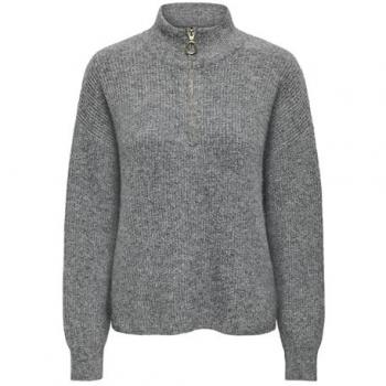 ONLY Strickpullover L/S Zip Pullover KNT NOOS – Unifarben, grau