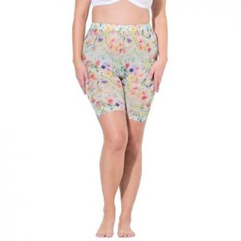 Ulla Popken Shapingpants Radler mit floralem Mesh