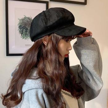 Suede Bäcker Mütze für Frauen, Herbst-Winter, einfarbig