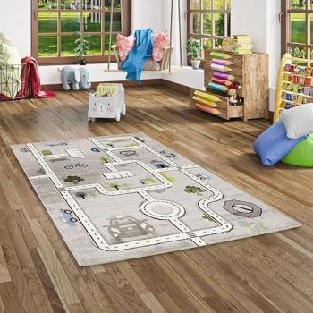 Tapis Routes Enfant 140x200 cm Gris