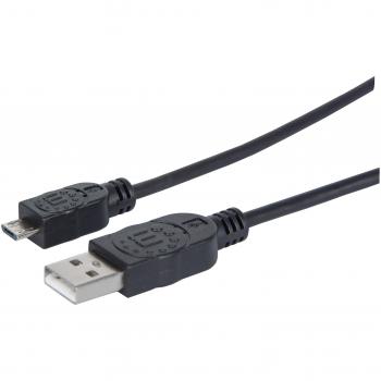 Manhattan Hi-Speed USB Micro-B Device Cable, USB 2.0, Type-A Male to Micro-B Male, 480 Mbps, 1 m (3 ft.), Black