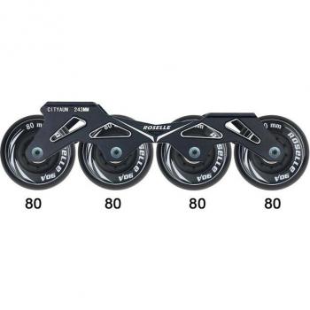 Chasis de Patines Slalom 231mm con Ruedas y Rodamientos 4x80/76/72 mm 90A