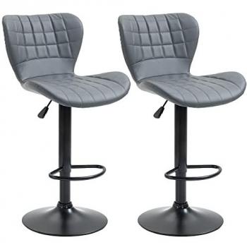 Sillas Giratorias Cocina HOMCOM Gris 47x51,5cm