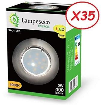 Set de 35 Spots LED Encastrables 5W Alu Brossé Blanc Neutre