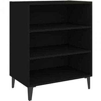 Aparador de madera contrachapada negro 57x35x70 cm, mueble de almacenaje de salón
