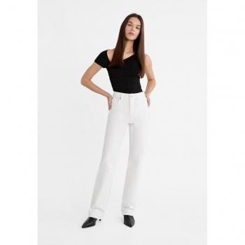 Stradivarius D98 Gerade Bein Jeans – Weiß, Größe 26 (Frauen)