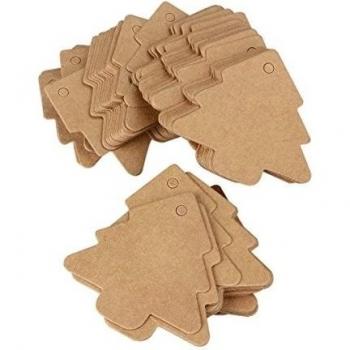 Etiquetas de cartón Kraft ULTNICE 100pcs con cuerda de 20M para decoración navideña