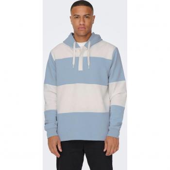Only & Sons Sudadera 'Colin' Hombre Azul Estilo Rugby Capucha Ajustable