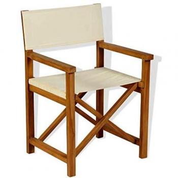 VitaXL Sedia da Regista in Teak Massiccio con Braccioli per Esterni