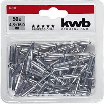 KWB 4.8 x 16 mm Aluminium Rivets, 50 Pack