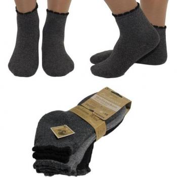 Kurz‑Thermosocken für Damen – 3‑Paar Wollsocken, Rüschenbund