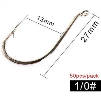 Strong High-Carbon Steel Jig Hooks (1/0#-5/0#, Pack of 50/100)