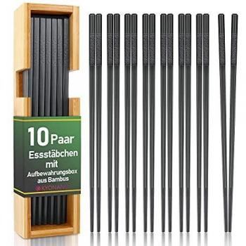 Wiederverwendbare Alloy-Stäbchen von KYONANO, 12 Paare mit Bambusbehälter