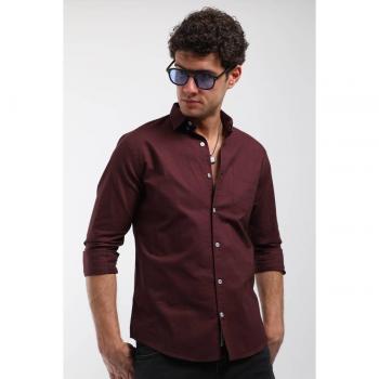 Camicia a maniche lunghe in prugna M di Fildeş per uomo
