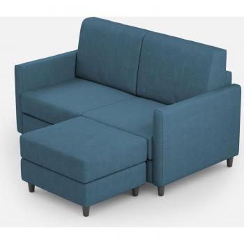 Sofá Karay 2 Plazas + PUF 60 cm Azul Aviación