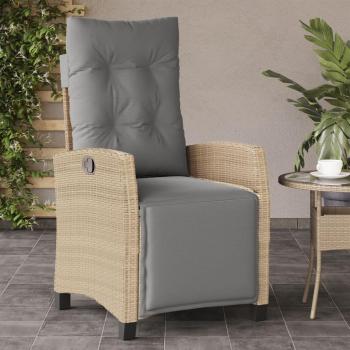 Sedia Reclinabile Giardino e Poggiapiedi Beige Misto Polyrattan cod mxl 86964