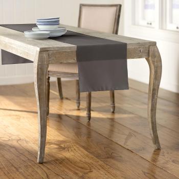 Charcoal Table Runner – Linen/Polyester Poplin, 35.6 × 274.3 cm