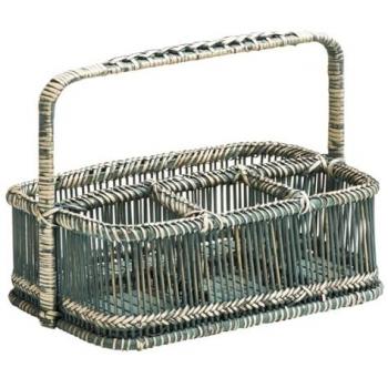 Rustic Rattan Grey Washed Caddy Basket